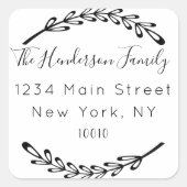 カスタム差出人住所ファミリ名 スクエアシール (正面)