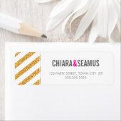 カスタム差出人住所モダン金ゴールドグリッターストライプ ラベル (インサイチュ)