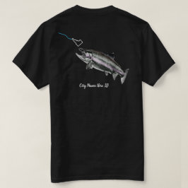 カスタム市名鋼頭ここ魚釣り石ID Tシャツ