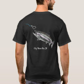 カスタム市名鋼頭ここ魚釣り石ID Tシャツ (裏面)