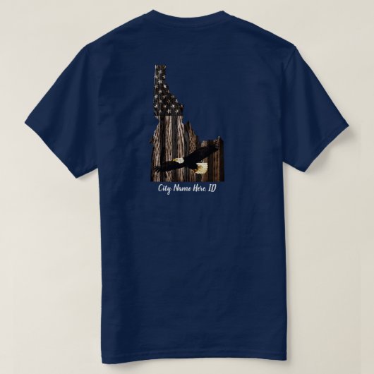 カスタム市名EAGLE BRNT WD - IDAHO PATRIOT BLK Tシャツ (デザイン裏面)