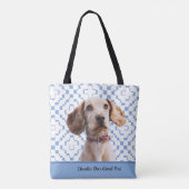 カスタム市松模様に青Your Dog's Photo/Name/フォント トートバッグ (裏面)