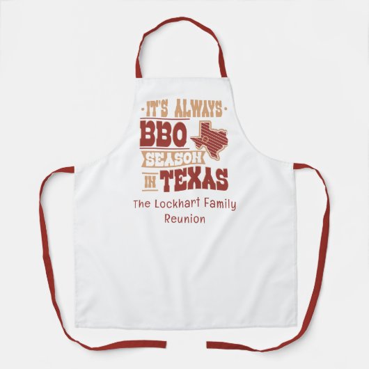 カスタム常にBBQシーズンインテキサス州ファミリー懇親会 エプロン (正面)