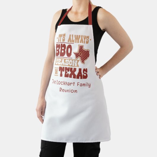 カスタム常にBBQシーズンインテキサス州ファミリー懇親会 エプロン (インサイチュ)