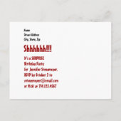 カスタム年の保存日付サプライズ黒レッドV24 案内ポストカード (裏面)