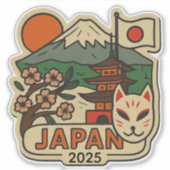 カスタム年の日本旅行デザイン シール (正面)