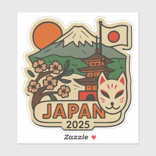 カスタム年の日本旅行デザイン シール (シート)