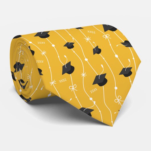 カスタム年の黄色の卒業表とリボン ネクタイ (ロール)