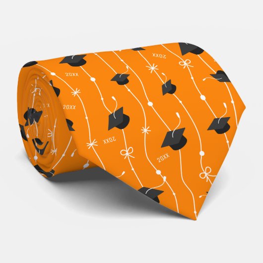 カスタム年オレンジの卒業表とリボン ネクタイ (ロール)