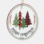 カスタム年パーソナライズされたのクリスマスカラフル木 セラミックオーナメント (左)