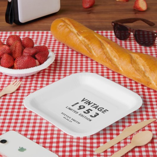 カスタム年レタリングタイポグラフィ誕生会 ペーパープレート (ピクニック)