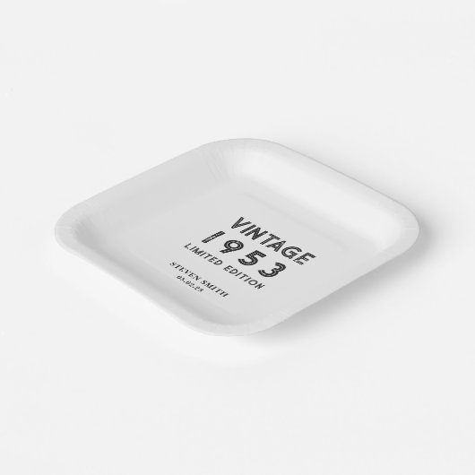 カスタム年レタリングタイポグラフィ誕生会 ペーパープレート (傾斜あり)