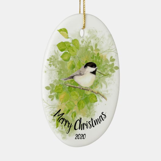 カスタム年代付き水彩《鳥》アメリカゴガラバードポプラの木 セラミックオーナメント (右)