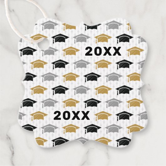カスタム年卒業式キャップトリオパターンギフトラベル フェイバータグ (正面)