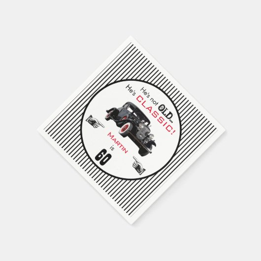 カスタム年齢ではなく古いクラシックが車のおもしろい誕生日 スタンダードカクテルナプキン (角)