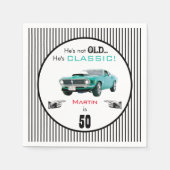 カスタム年齢ではなく古いクラシックが車のおもしろい誕生日 スタンダードカクテルナプキン (正面)