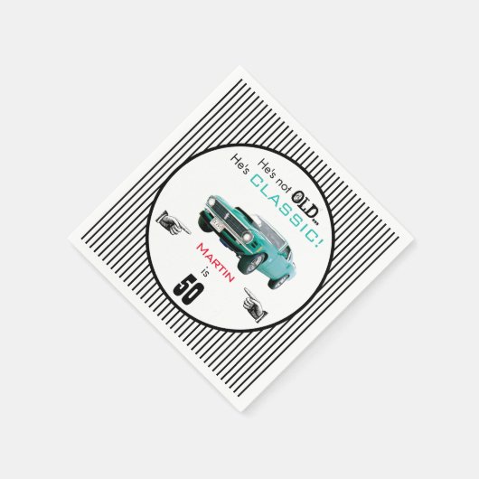 カスタム年齢ではなく古いクラシックが車のおもしろい誕生日 スタンダードカクテルナプキン (角)