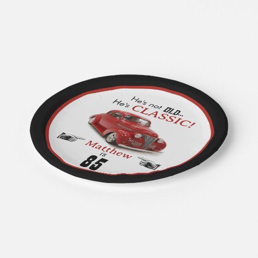 カスタム年齢ではなく赤いクラシック1939クーペ ペーパープレート (アングル)