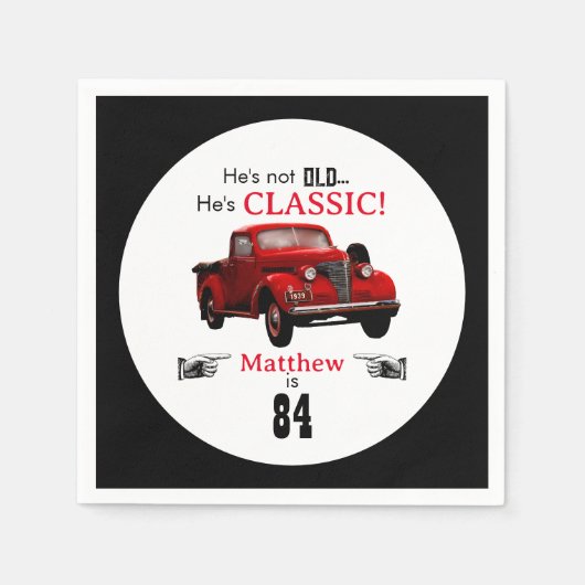 カスタム年齢ではなく赤いクラシック1939年トラック スタンダードカクテルナプキン (正面)