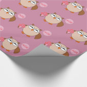 カスタム年齢誕生日フクロウ包み紙 ラッピングペーパー (角)