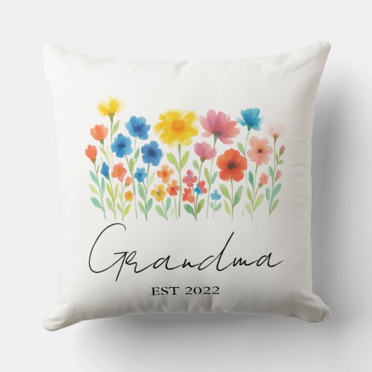 カスタム年 – おばあちゃんワイルドフラワー クッション (裏面)