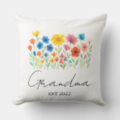 カスタム年 – おばあちゃんワイルドフラワー クッション (正面)