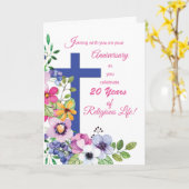 カスタム年、アニバーサリーヌン宗教生活十字架 カード (黄色い花)