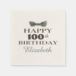 カスタム年 | アンティークハッピーバースデーブラウン/石板 スタンダードカクテルナプキン