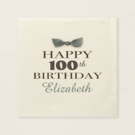 カスタム年 | アンティークハッピーバースデーブラウン/石板 スタンダードカクテルナプキン