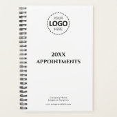カスタム年、ロゴ、文字、白アポイントメント プランナー手帳 (正面)