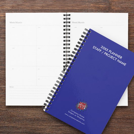 カスタム年、ロゴ、文字、青い日記 プランナー手帳