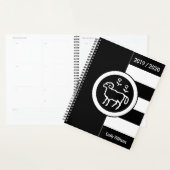 カスタム年〔占星術の〕十二宮図サインアリーズブラック&ホワイト プランナー手帳 (ディスプレー)