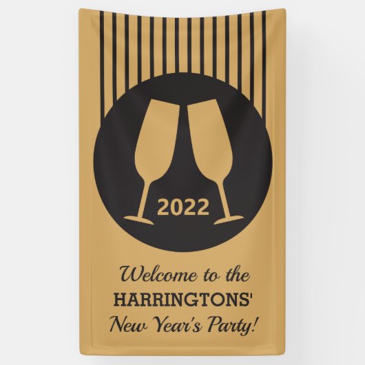 カスタム年&文字シャンパンバナー 横断幕 (縦)