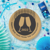 カスタム年&文字シャンパン紙プレート ペーパープレート (パーティー)