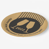 カスタム年&文字シャンパン紙プレート ペーパープレート (アングル)