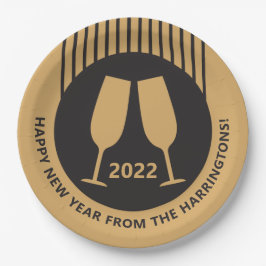 カスタム年&文字シャンパン紙プレート ペーパープレート