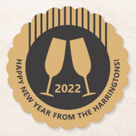 カスタム年&文字シャンパーニュ紙コースター ペーパーコースター