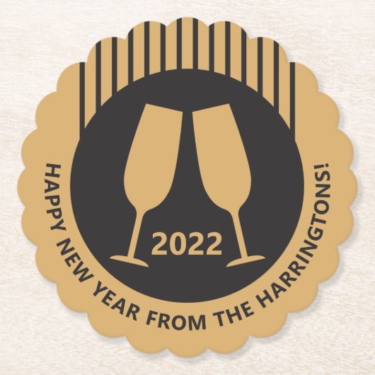 カスタム年&文字シャンパーニュ紙コースター ペーパーコースター (正面)