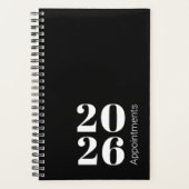 カスタム年、文字、ロゴ、くもの巣URL、アポイントメント プランナー手帳 (正面)