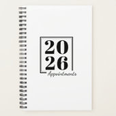 カスタム年、文字、ロゴ、くもの巣URL、アポイントメント プランナー手帳 (正面)