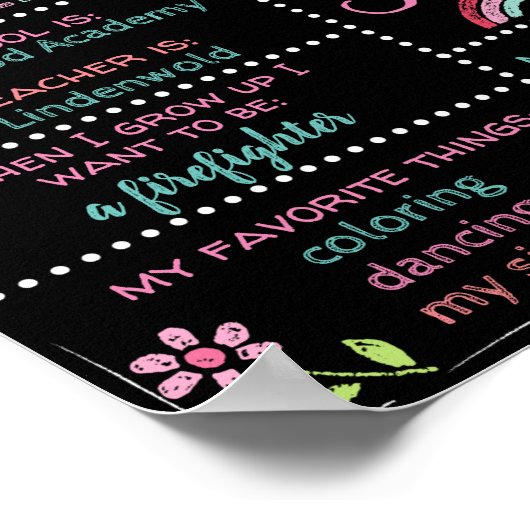 カスタム幼稚園初日の黒板サイン ポスター (角)