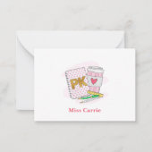 カスタム幼稚園前ピンクドットノートパソコ ノートカード (正面)