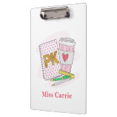 カスタム幼稚園前ピンクドットホワイトブックコーヒー クリップボード (左)