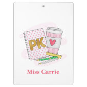 カスタム幼稚園前ピンクドットホワイトブックコーヒー クリップボード (裏面)