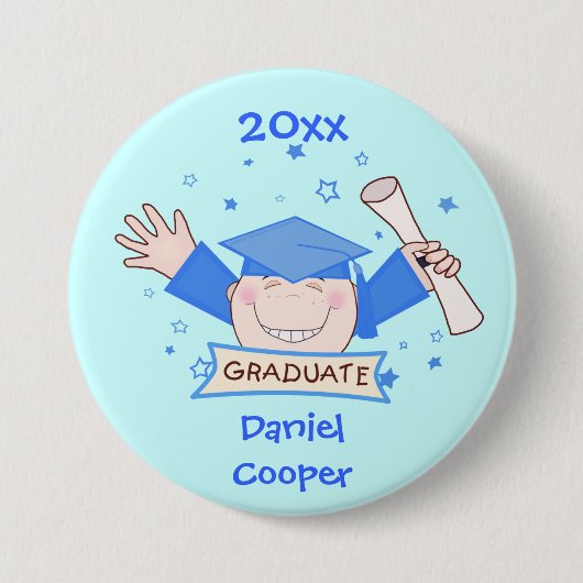 カスタム幼稚園卒業ボタン少年ボタン 缶バッジ (正面)