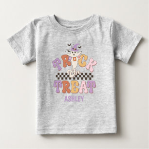 カスタム幽霊かわいいトリックまたはトリートハロウィーン ベビーTシャツ