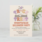カスタム幽霊かわいいトリックまたはトリートハロウィーン 招待状 (スタンド正面)