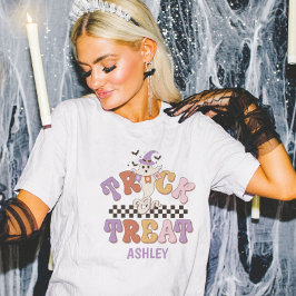 カスタム幽霊かわいいトリックまたはトリートハロウィーン Tシャツ