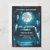 カスタム幽霊とスケルトンのハローウィンパーティ 招待状 (正面)