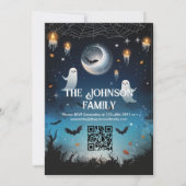 カスタム幽霊とスケルトンのハローウィンパーティ 招待状 (裏面)